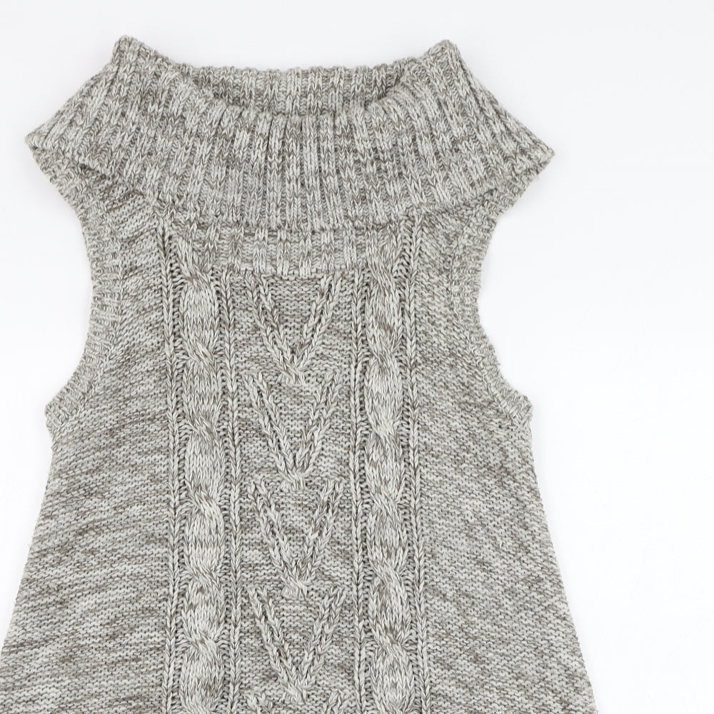 Peacocks Womens Grey  Acrylic Jumper Dress  Size 14  Roll Neck Pullover
