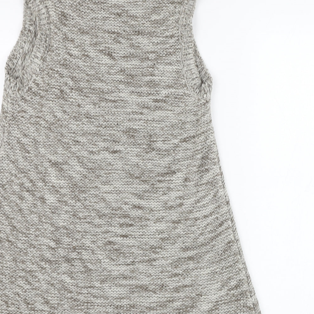Peacocks Womens Grey  Acrylic Jumper Dress  Size 14  Roll Neck Pullover
