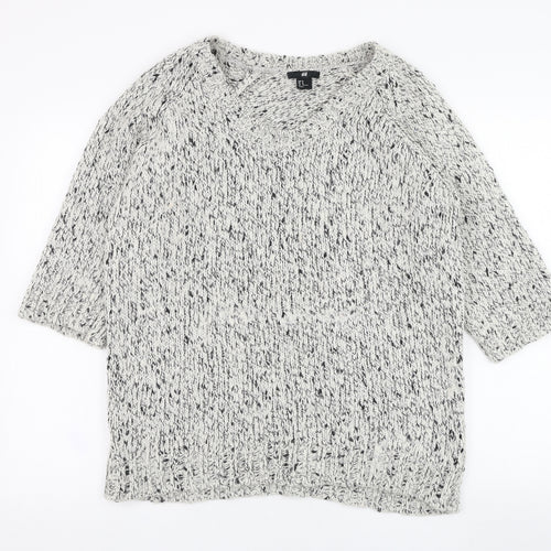 H&M Womens Ivory Round Neck  Acrylic Pullover Jumper Size M