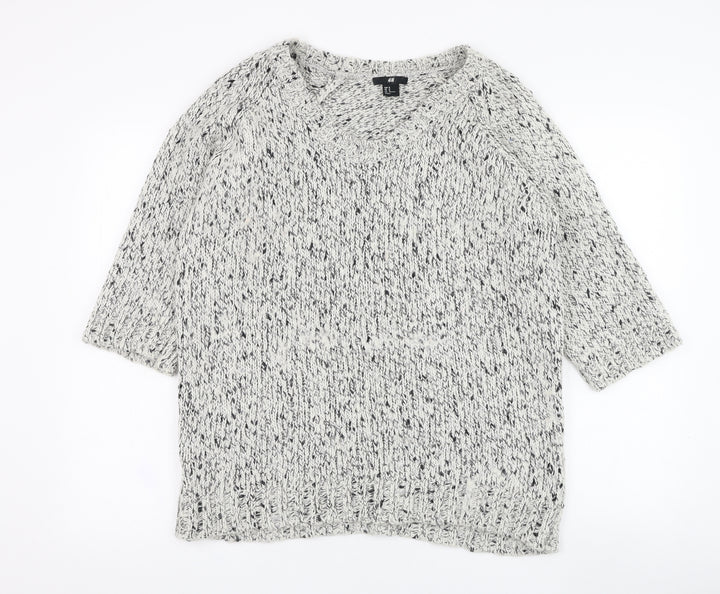 H&M Womens Ivory Round Neck Acrylic Pullover Jumper Size M