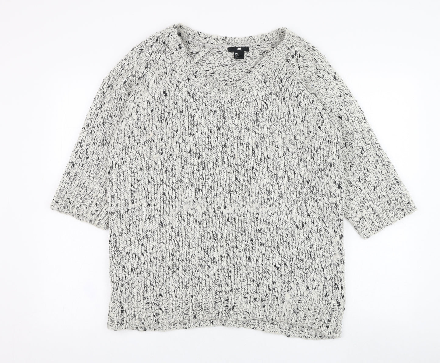 H&M Womens Ivory Round Neck  Acrylic Pullover Jumper Size M