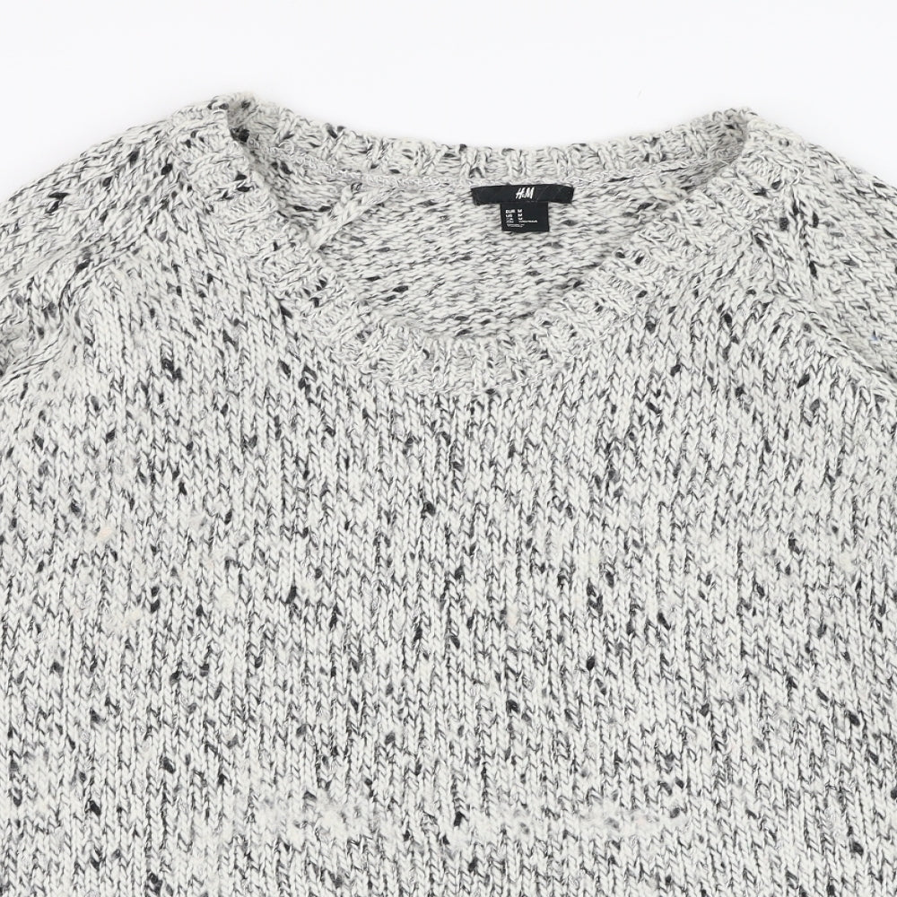 H&M Womens Ivory Round Neck  Acrylic Pullover Jumper Size M