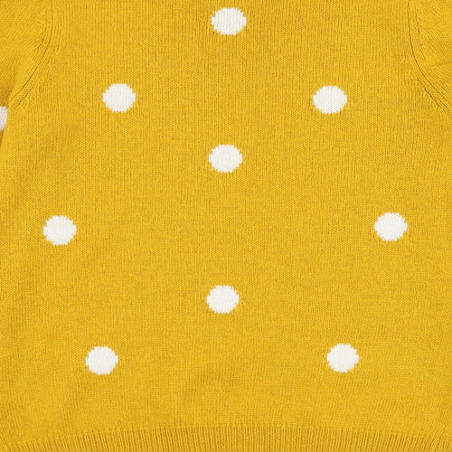 TU Womens Yellow Round Neck Polka Dot Acrylic Pullover Jumper Size 14