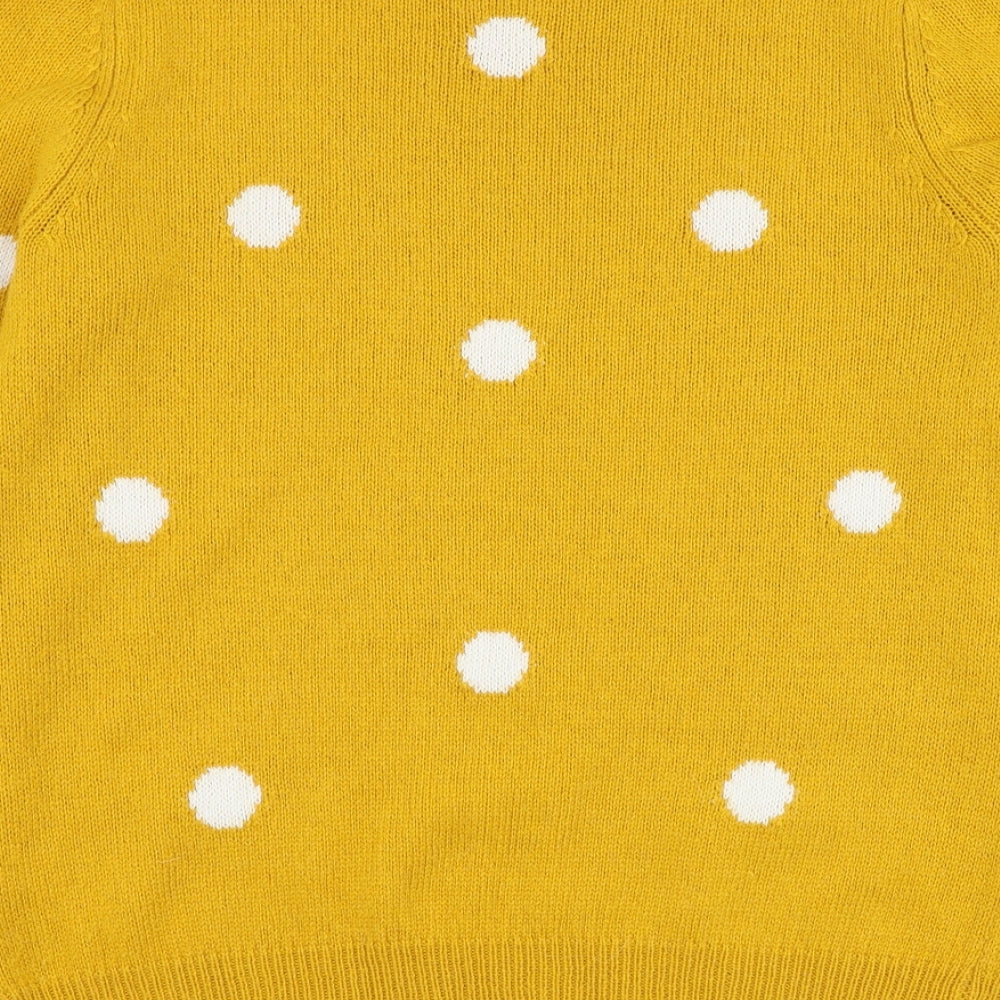 TU Womens Yellow Round Neck Polka Dot Acrylic Pullover Jumper Size 14