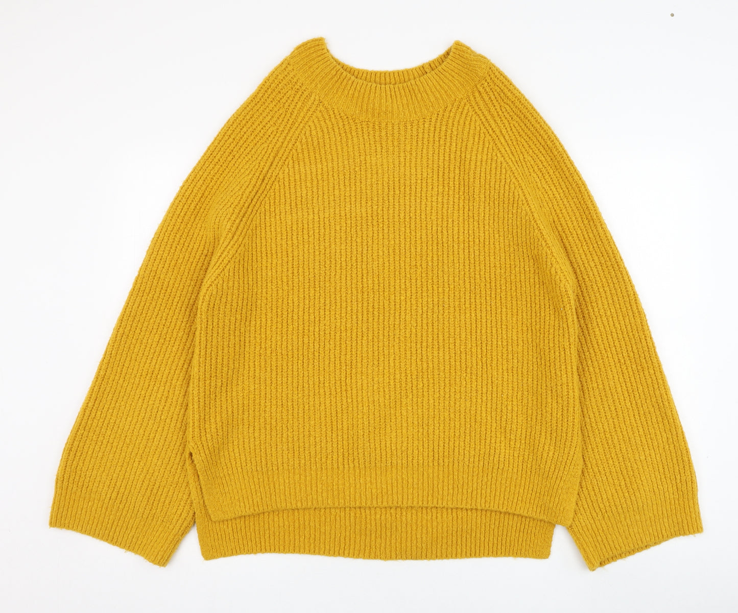 Primark Womens Yellow Round Neck  Acrylic Pullover Jumper Size 14