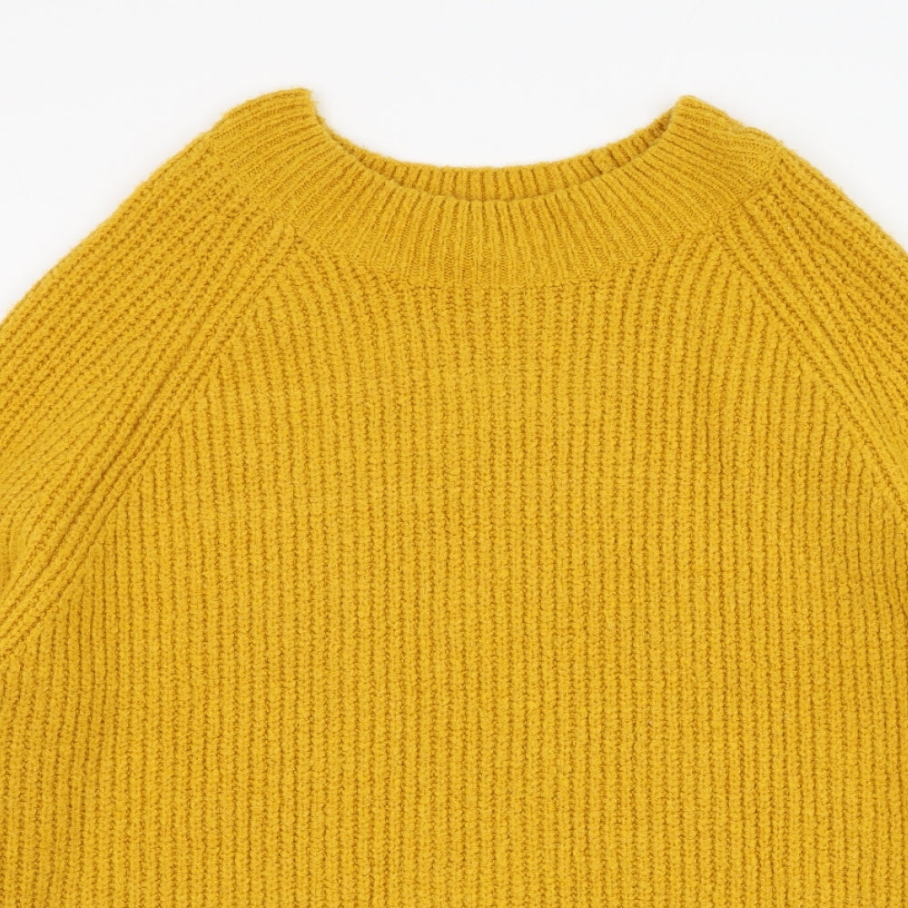 Primark Womens Yellow Round Neck  Acrylic Pullover Jumper Size 14