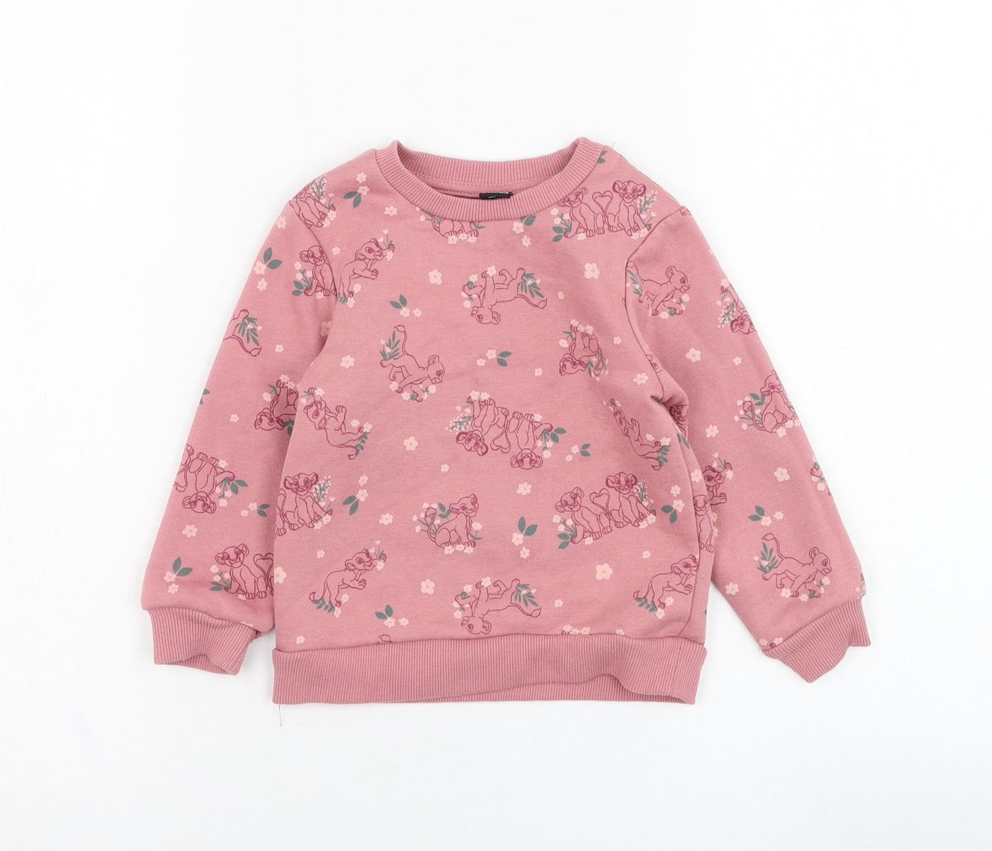 Primark Girls Pink  Cotton Pullover Jumper Size 18-24 Months  Pullover - Lion King