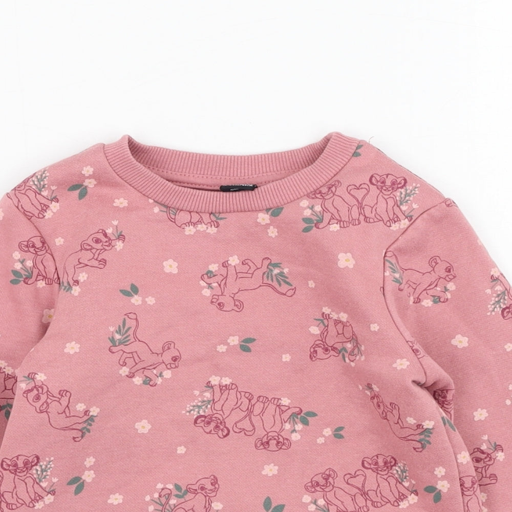 Primark Girls Pink  Cotton Pullover Jumper Size 18-24 Months  Pullover - Lion King