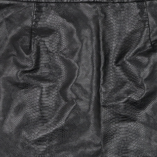 New Look Womens Black Animal Print Polyester A-Line Skirt Size 16   Zip