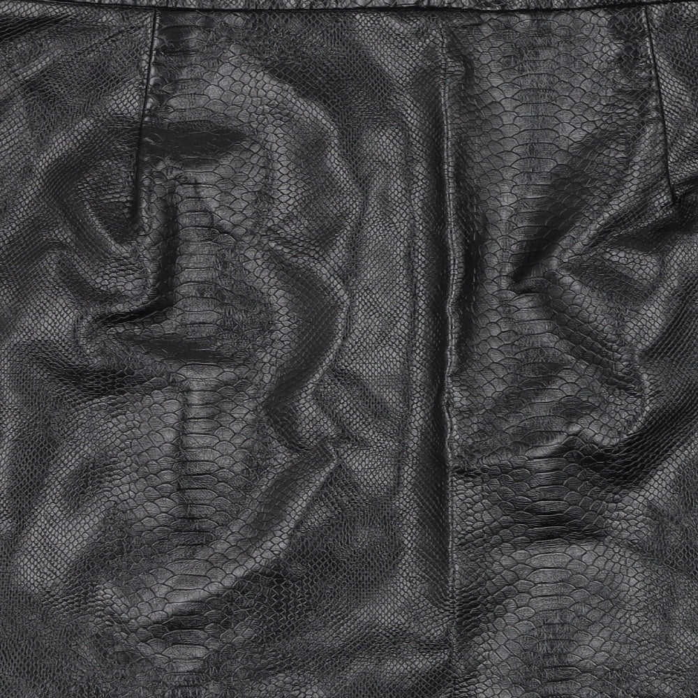 New Look Womens Black Animal Print Polyester A-Line Skirt Size 16   Zip