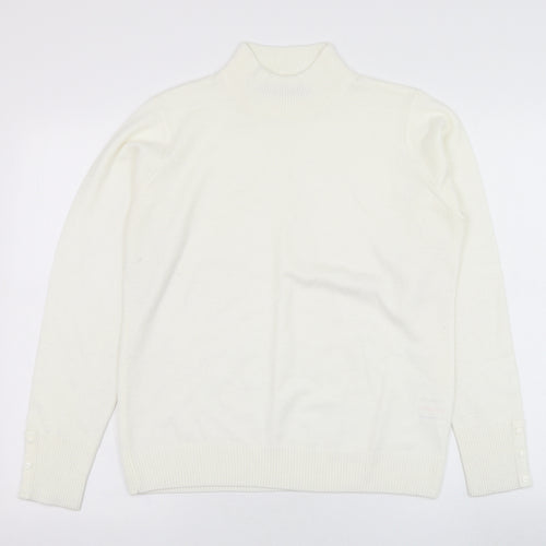 EWM Womens Ivory Mock Neck  Acrylic Pullover Jumper Size 10