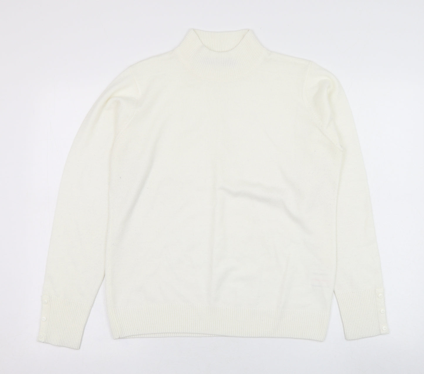 EWM Womens Ivory Mock Neck  Acrylic Pullover Jumper Size 10