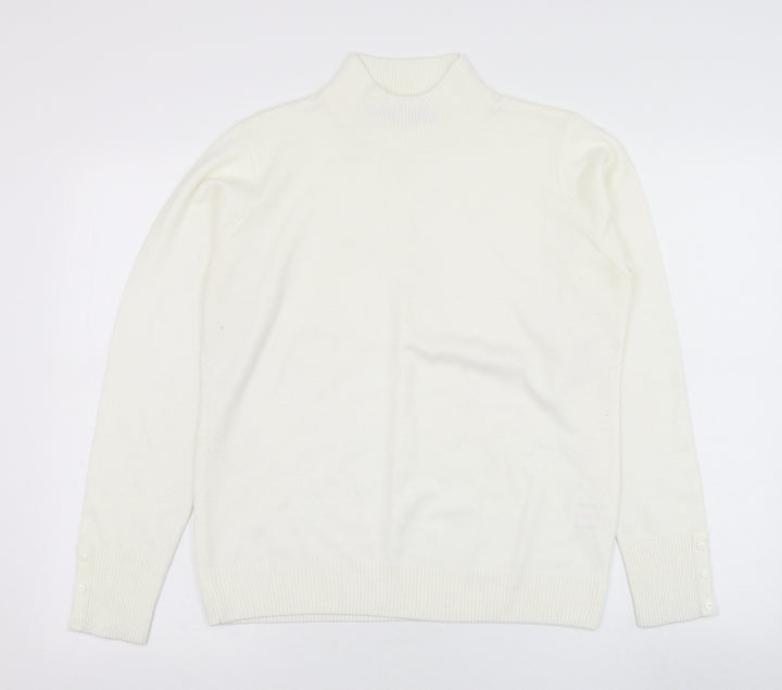 EWM Womens Ivory Mock Neck  Acrylic Pullover Jumper Size 10