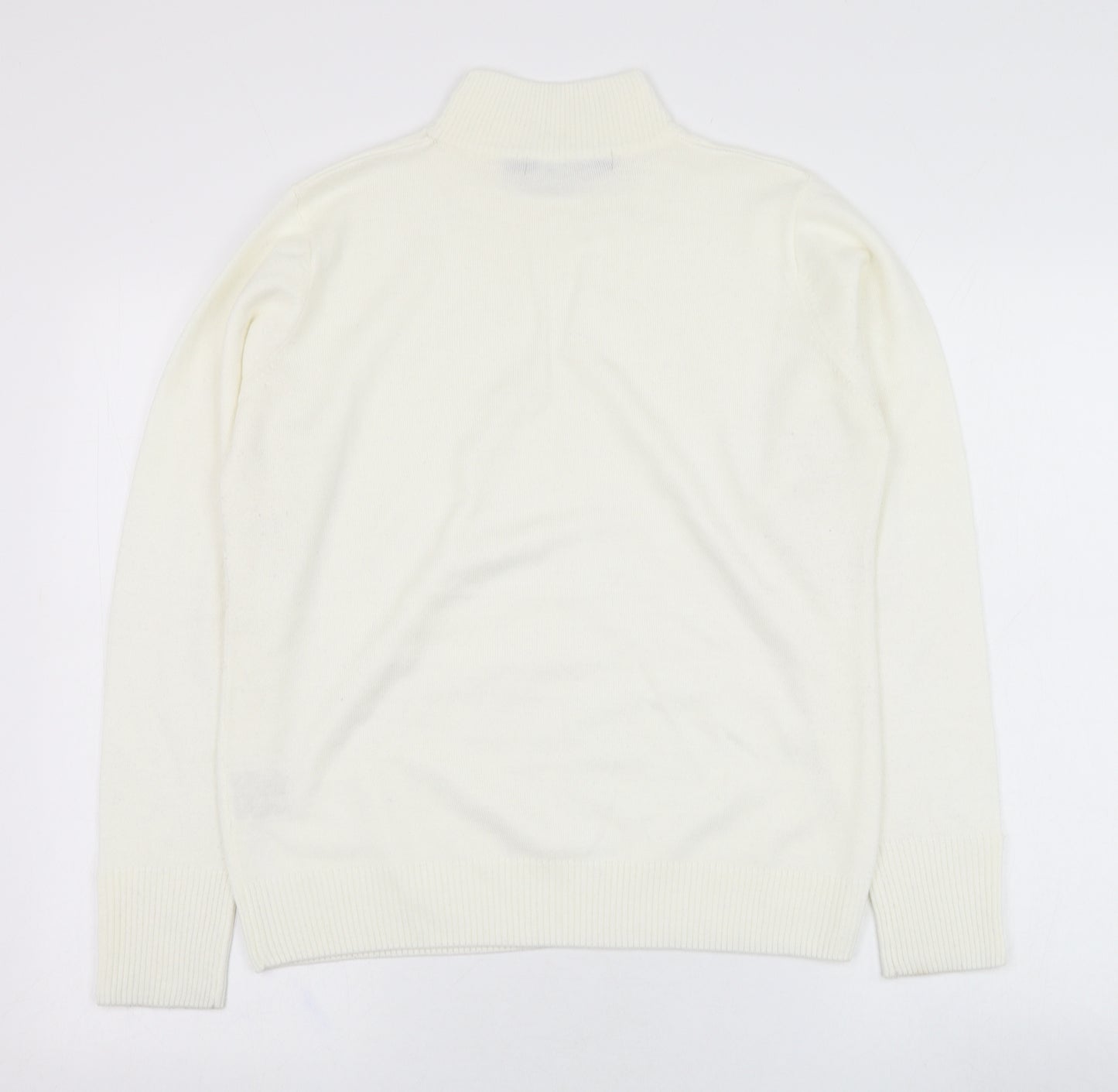 EWM Womens Ivory Mock Neck  Acrylic Pullover Jumper Size 10