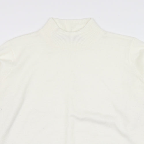 EWM Womens Ivory Mock Neck  Acrylic Pullover Jumper Size 10