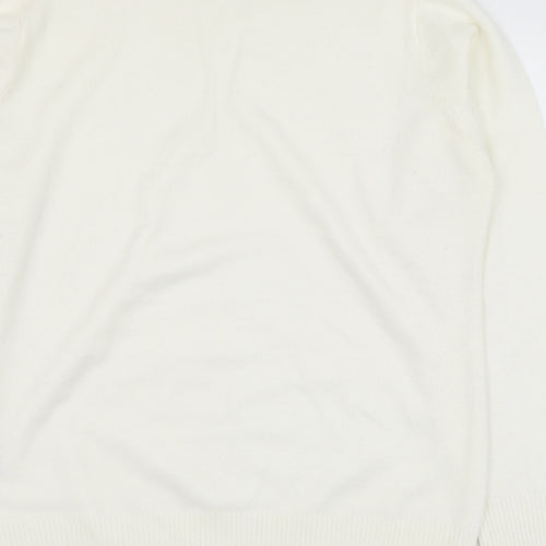 EWM Womens Ivory Mock Neck  Acrylic Pullover Jumper Size 10