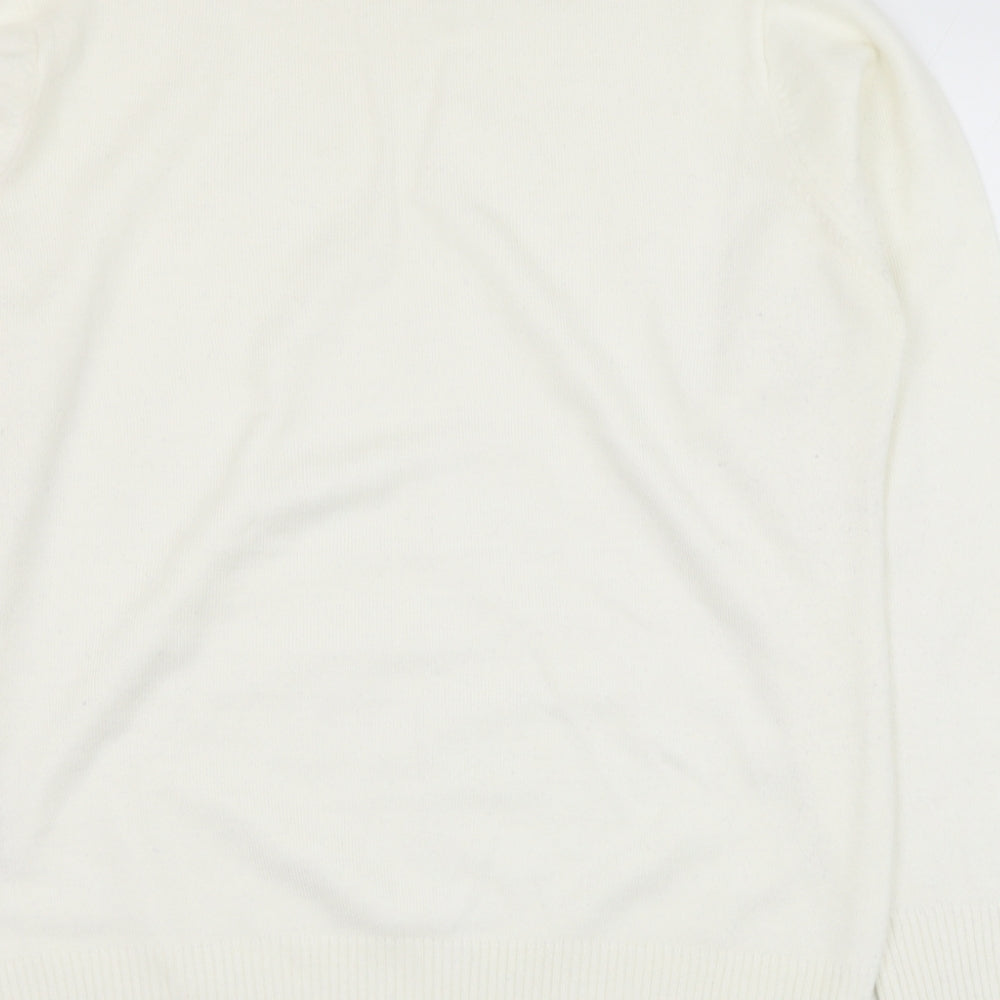 EWM Womens Ivory Mock Neck  Acrylic Pullover Jumper Size 10