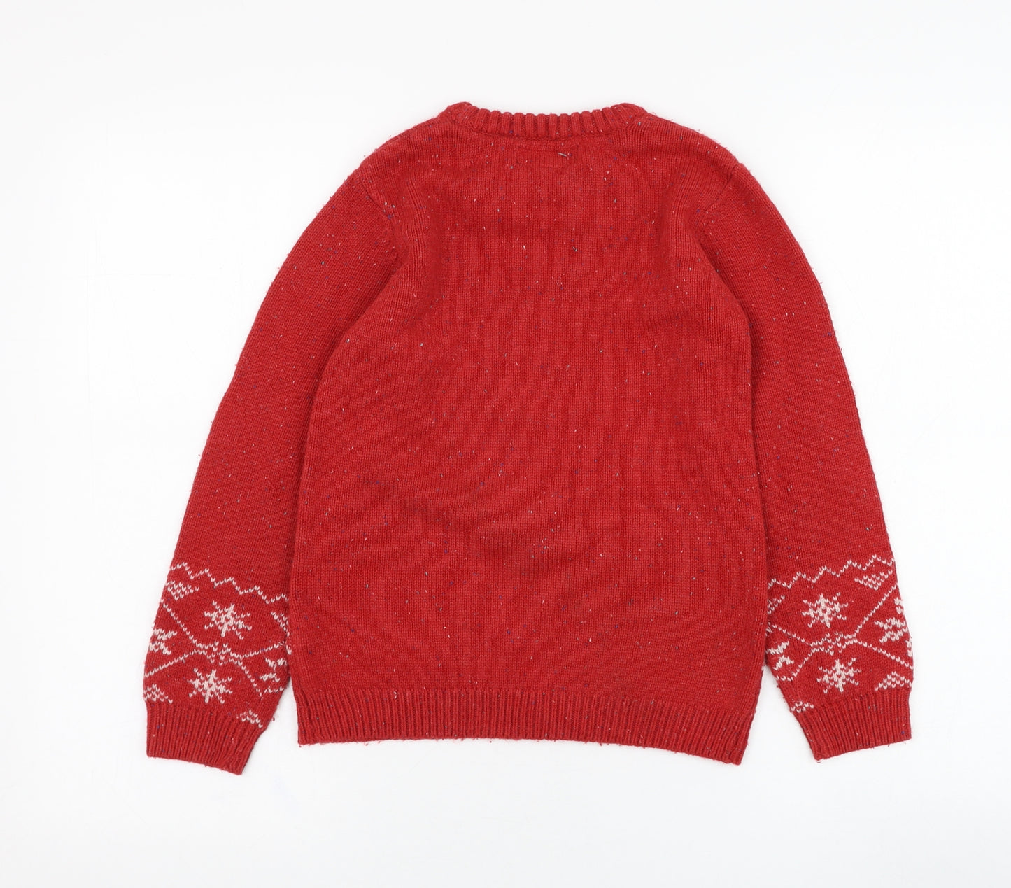 NEXT Boys Red Round Neck  Acrylic Pullover Jumper Size 9 Years  Pullover - Christmas, Reindeer