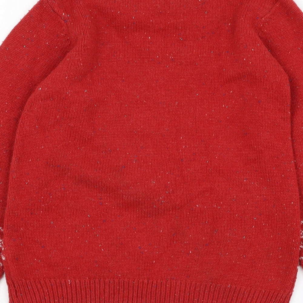 NEXT Boys Red Round Neck  Acrylic Pullover Jumper Size 9 Years  Pullover - Christmas, Reindeer