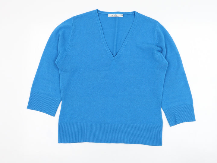 M&Co Womens Blue Acrylic Pullover Sweatshirt Size M Pullover