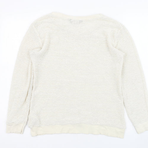 Dorothy Perkins Womens Ivory Round Neck  Cotton Pullover Jumper Size 16