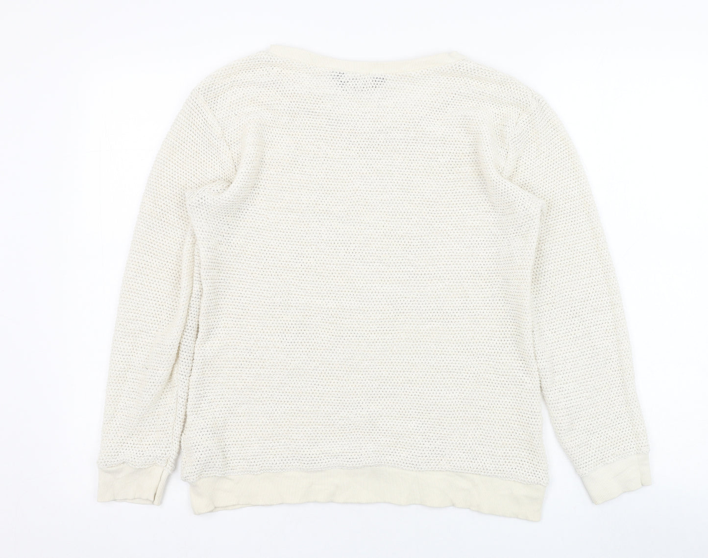 Dorothy Perkins Womens Ivory Round Neck  Cotton Pullover Jumper Size 16