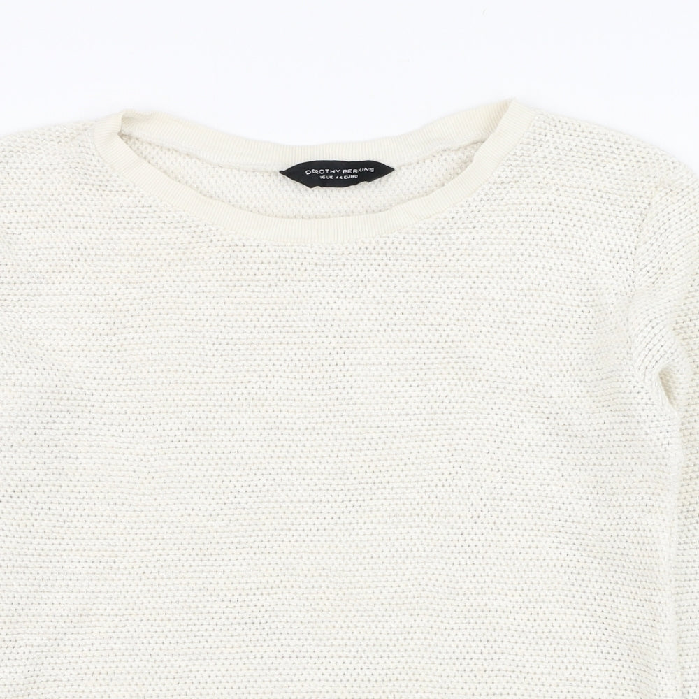 Dorothy Perkins Womens Ivory Round Neck  Cotton Pullover Jumper Size 16