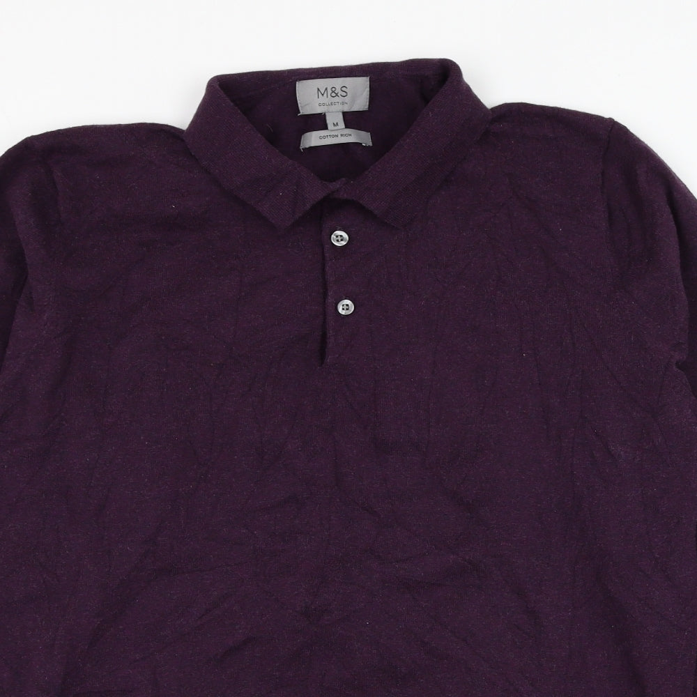 Marks and Spencer Mens Purple  Cotton Pullover Sweatshirt Size M