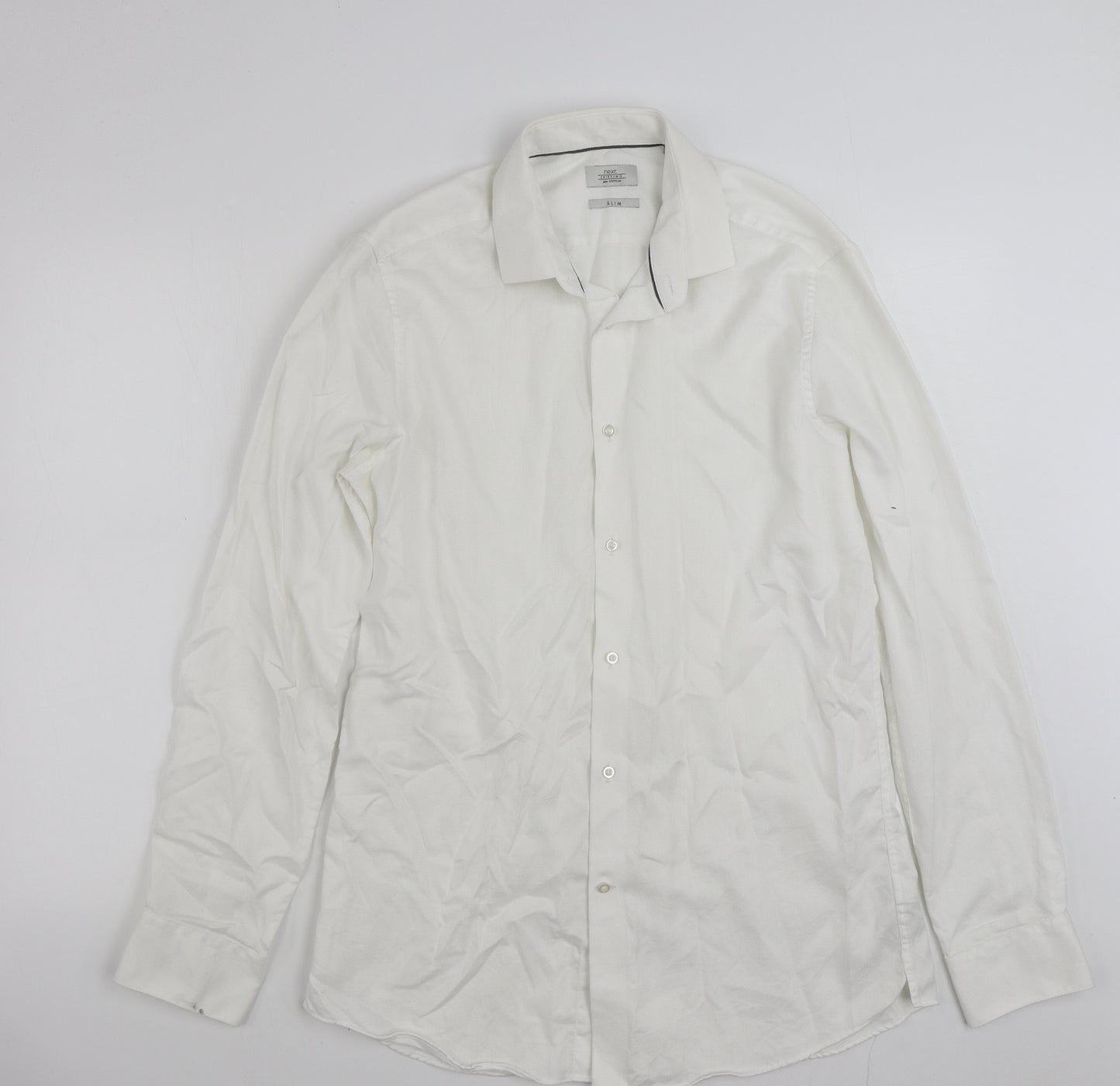 NEXT Mens White  Cotton  Button-Up Size 16 Collared Button