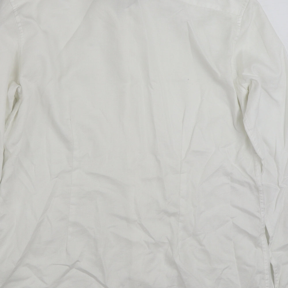 NEXT Mens White  Cotton  Button-Up Size 16 Collared Button