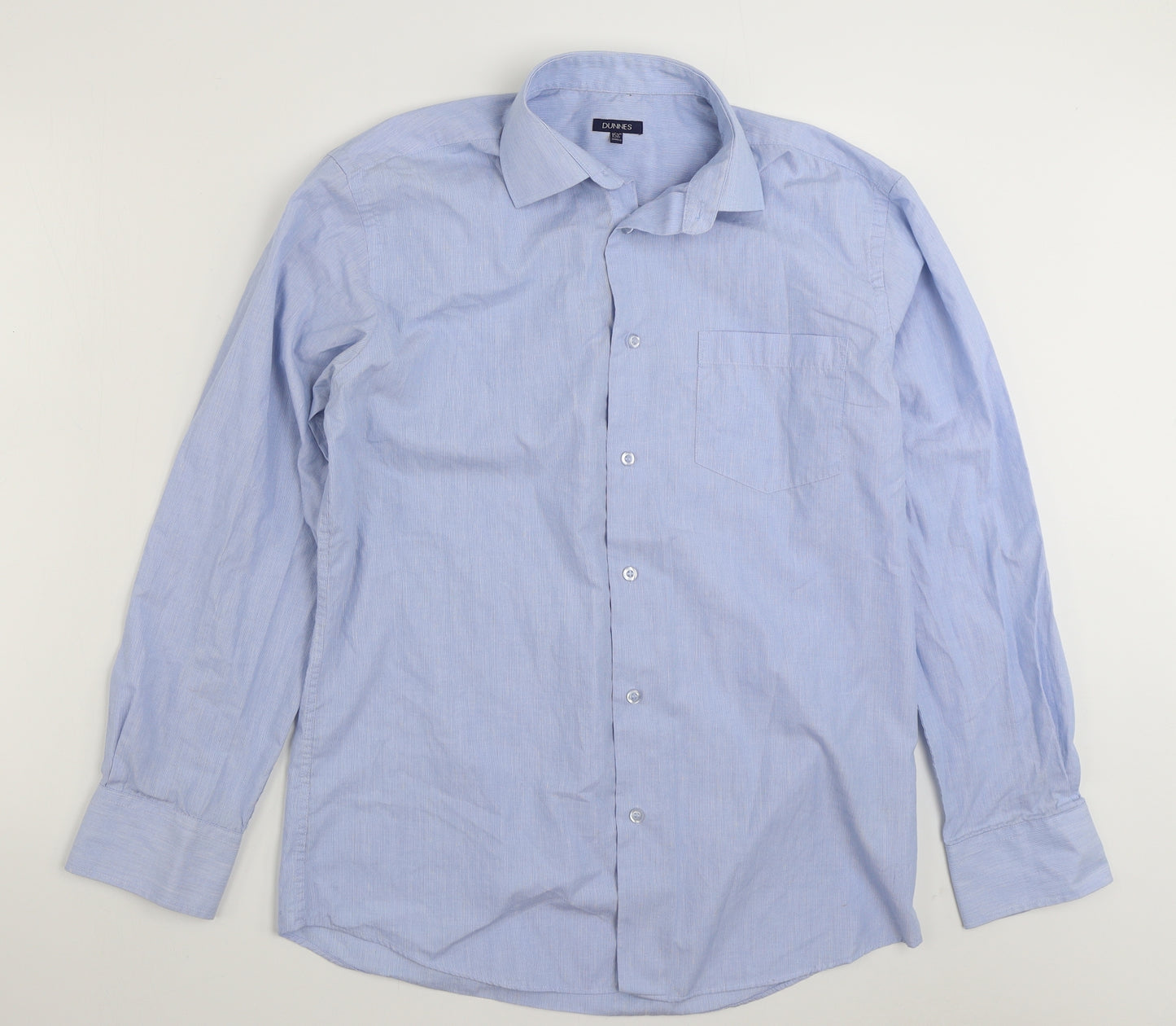 Dunnes Stores Mens Blue  Cotton  Button-Up Size 15.5 Collared Button