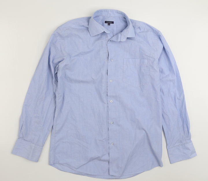 Dunnes Stores Mens Blue  Cotton  Button-Up Size 15.5 Collared Button
