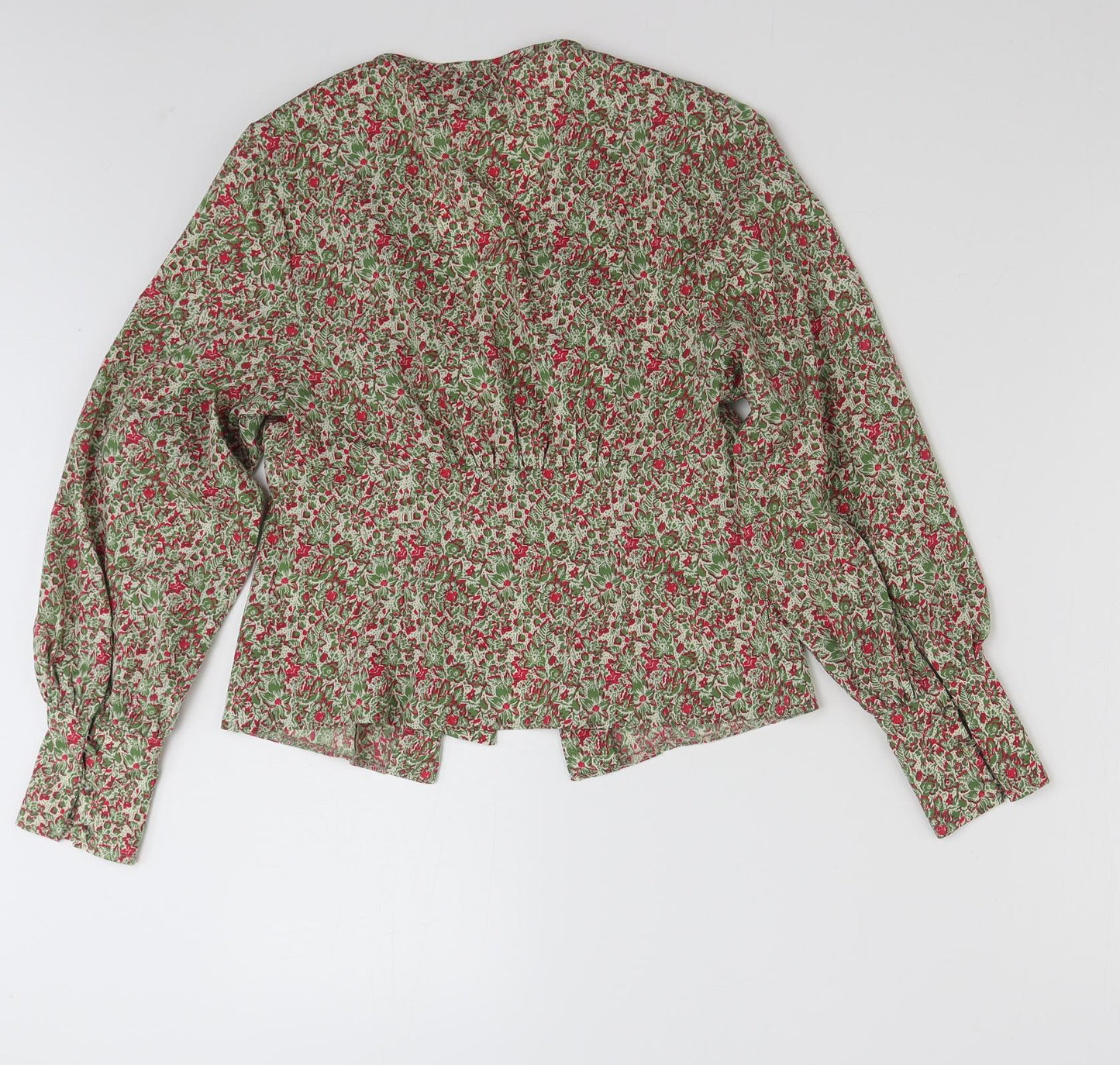 Topshop Womens Multicoloured Floral Polyester Basic Button-Up Size 6 V-Neck