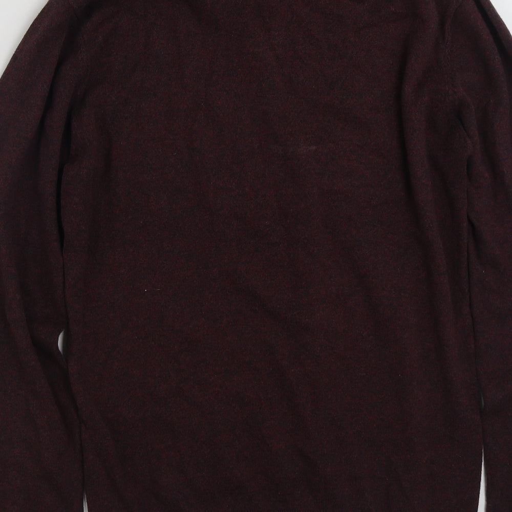 Cedar Wood State Mens Purple Collared  Cotton Pullover Jumper Size M