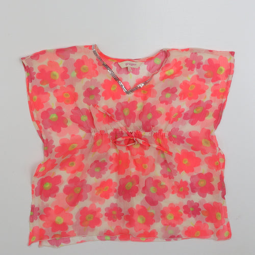 Girl 2 Girl Girls Multicoloured Floral Polyester Kimono Blouse Size 2-3 Years V-Neck Pullover - Tie