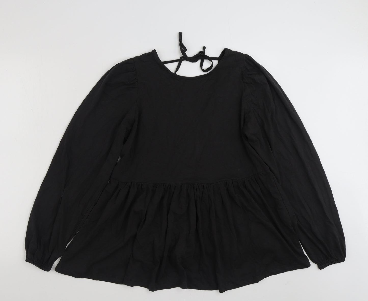 ASOS Womens Black  100% Cotton Tunic T-Shirt Size 8 Scoop Neck