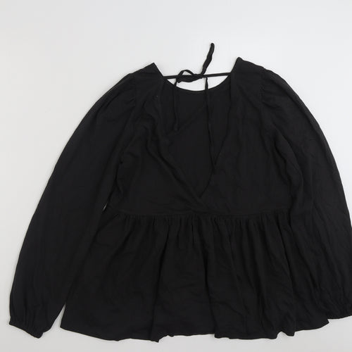ASOS Womens Black  100% Cotton Tunic T-Shirt Size 8 Scoop Neck