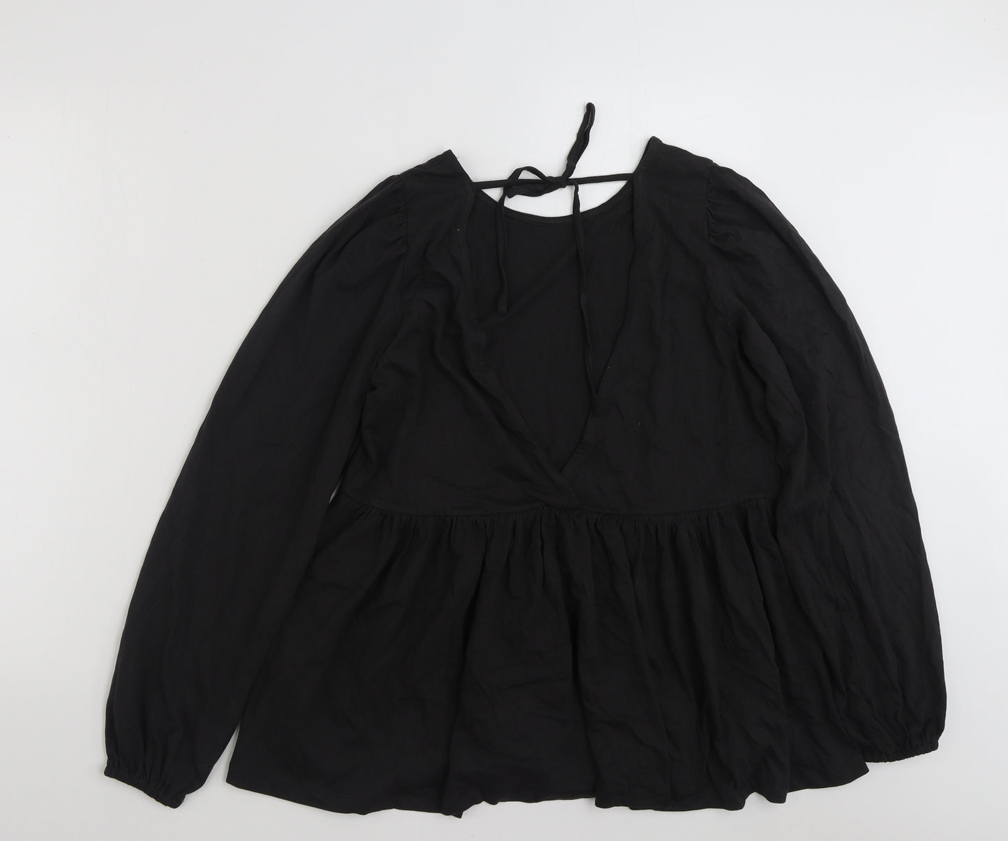ASOS Womens Black  100% Cotton Tunic T-Shirt Size 8 Scoop Neck