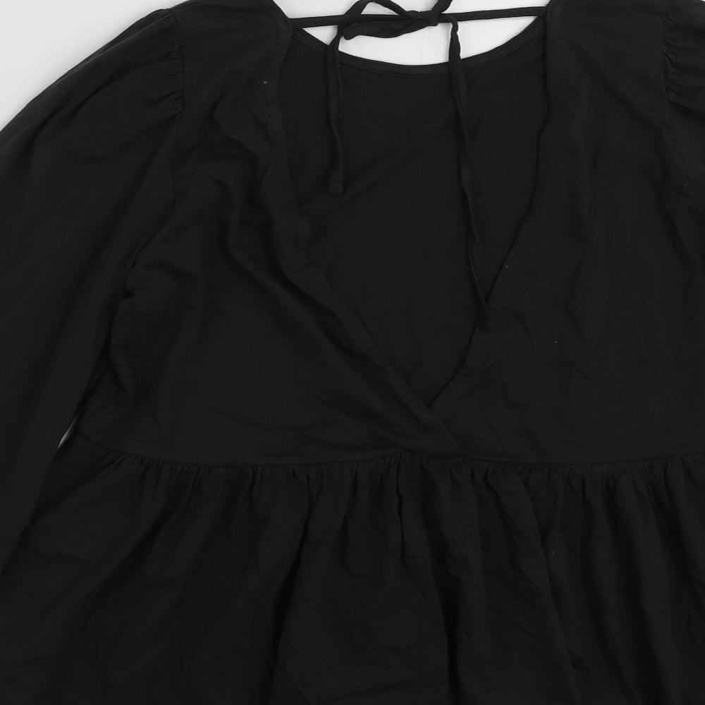 ASOS Womens Black  100% Cotton Tunic T-Shirt Size 8 Scoop Neck