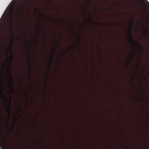 Primark Mens Purple  Polyester  Button-Up Size 16 Collared Button