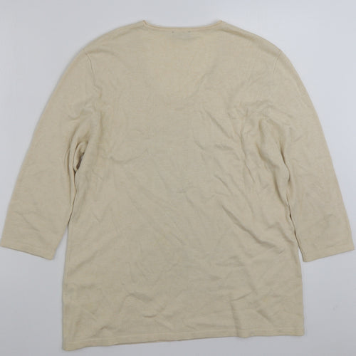 Gerry Weber Womens Beige Scoop Neck  Acrylic Pullover Jumper Size 16