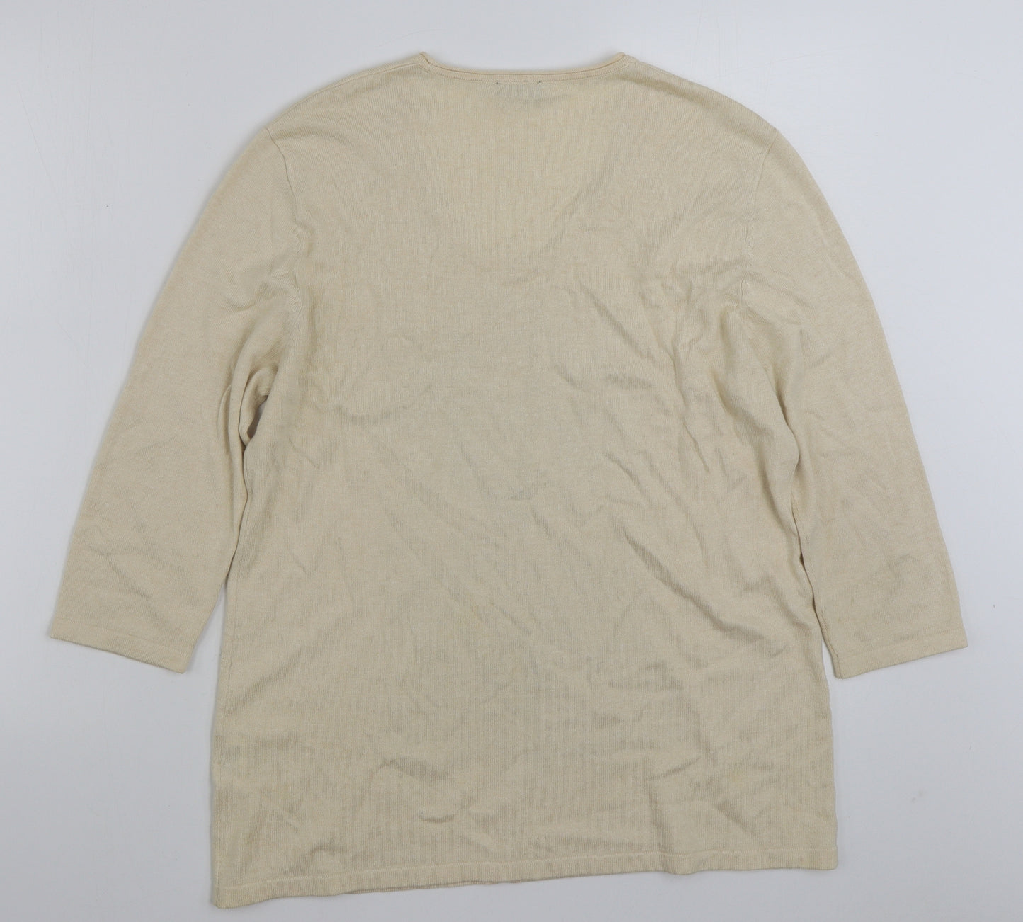 Gerry Weber Womens Beige Scoop Neck  Acrylic Pullover Jumper Size 16