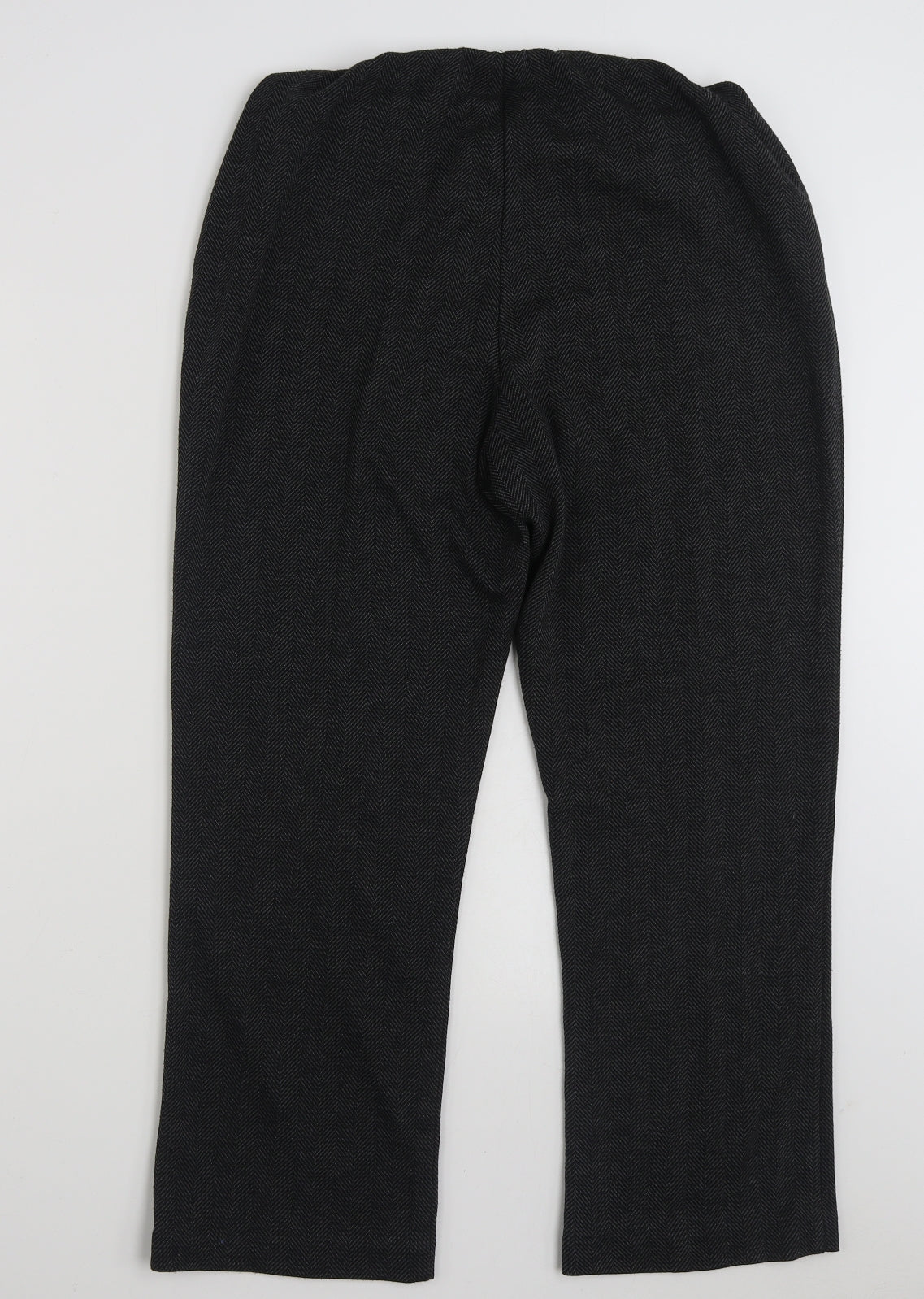 Bonmarché Womens Black Herringbone Polyester Trousers  Size 14 L25 in Regular