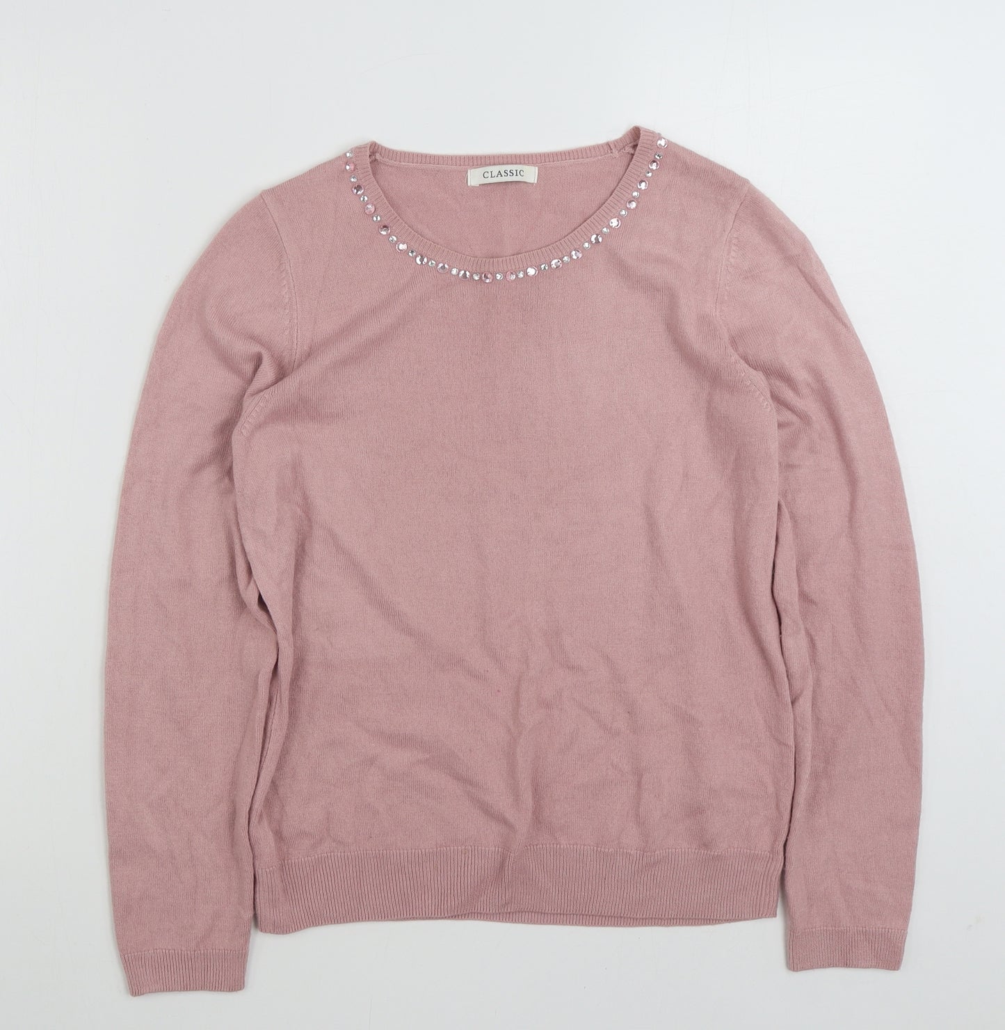 Marks and Spencer Womens Pink Crew Neck  Acrylic Pullover Jumper Size 10