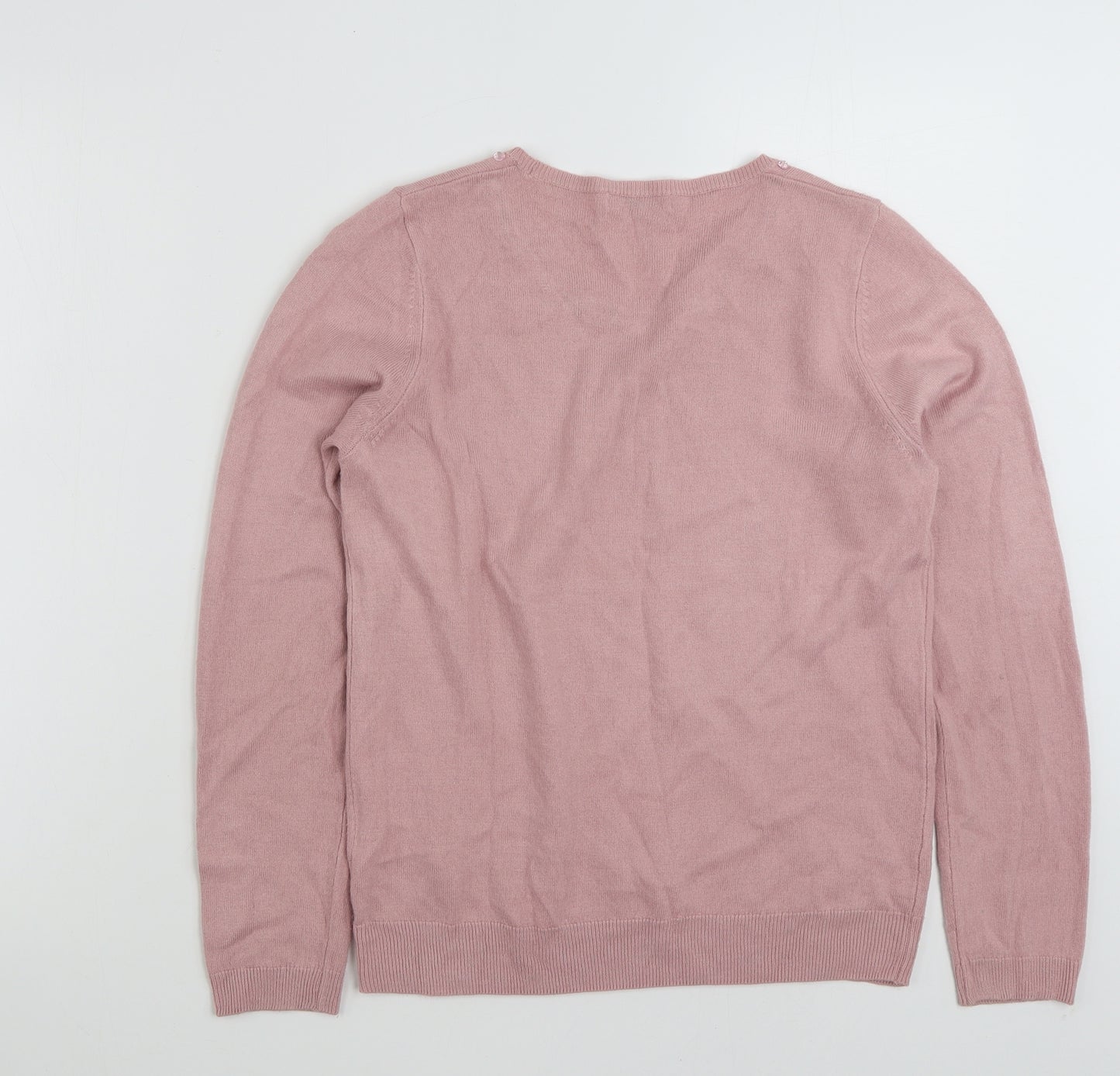Marks and Spencer Womens Pink Crew Neck  Acrylic Pullover Jumper Size 10