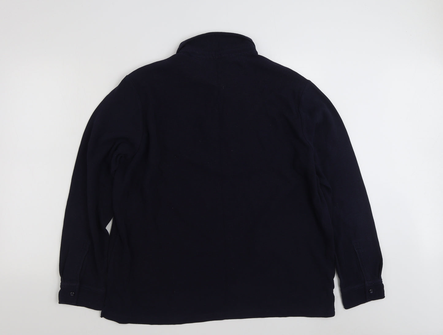 Marks and Spencer Mens Blue Collared  Cotton Pullover Jumper Size 2XL