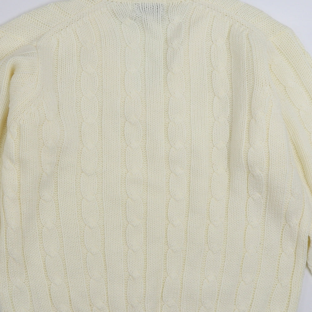 GUN&MOORE Mens Ivory V-Neck  Acrylic Pullover Jumper Size L   - Cricket