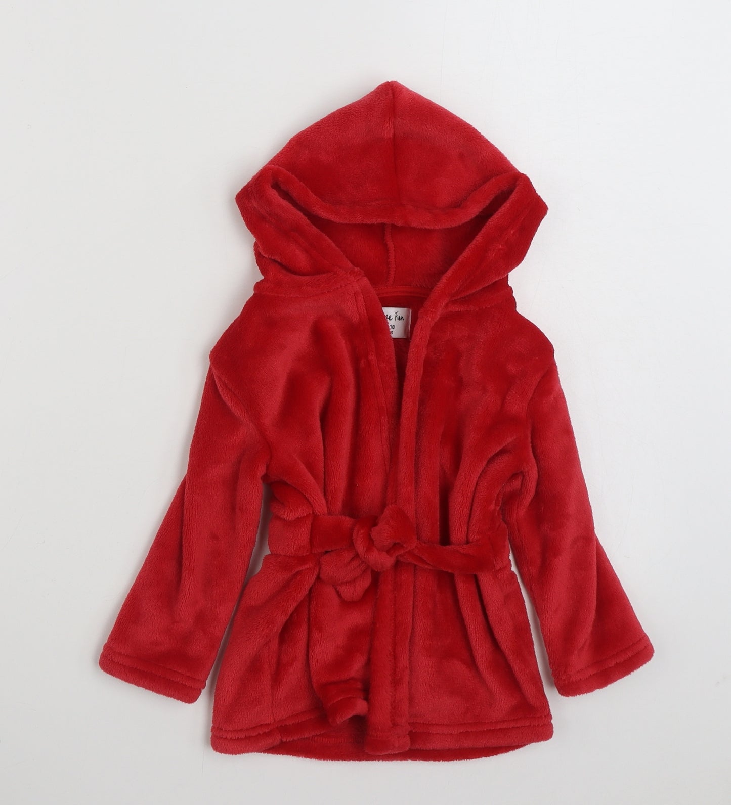 TJM Ltd Baby Red Solid 100% Polyester Babydoll Robe Size 12-18 Months  Tie - Festive