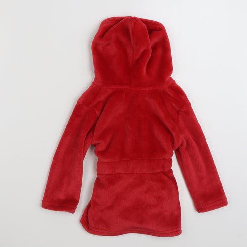 TJM Ltd Baby Red Solid 100% Polyester Babydoll Robe Size 12-18 Months  Tie - Festive