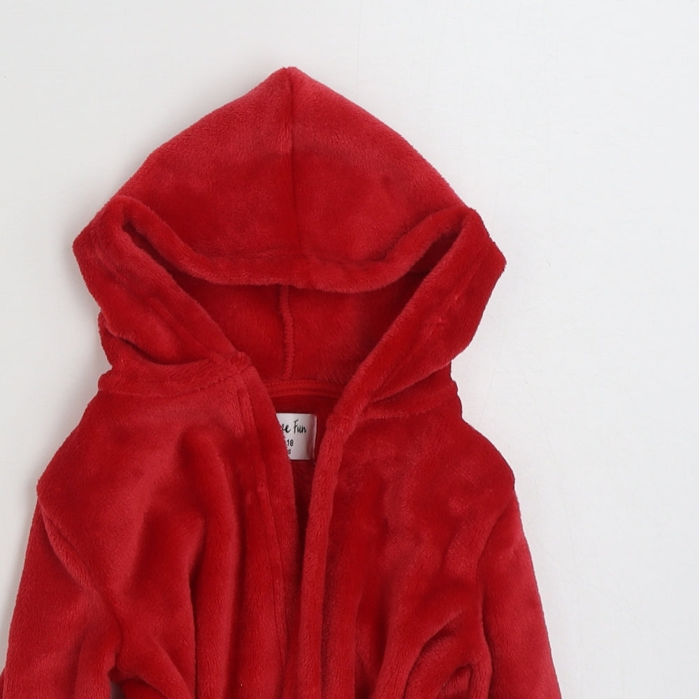 TJM Ltd Baby Red Solid 100% Polyester Babydoll Robe Size 12-18 Months  Tie - Festive